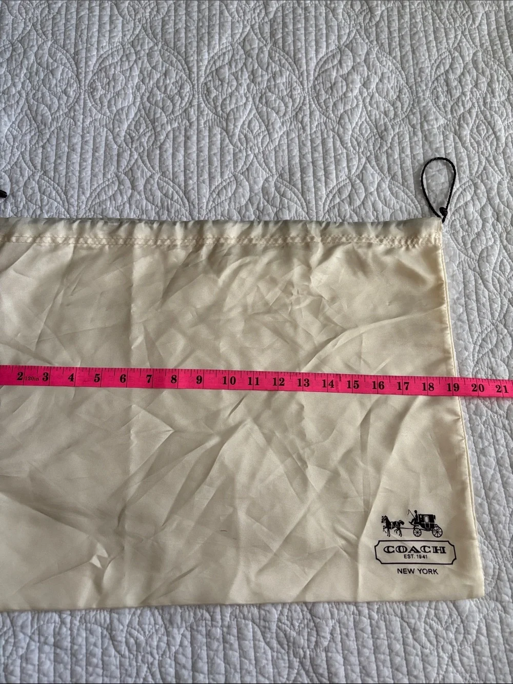 Coach Cream Drawstring Logo Dust Bag with Brown Cord - Picture 4 of 7